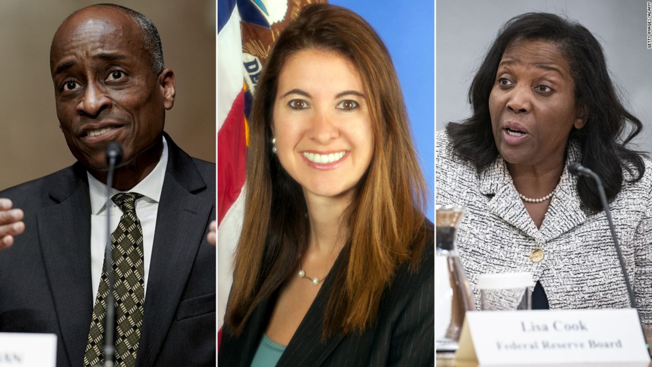 Left - Philip Jefferson, Center - Adriana Kugler,
Right - Lisa Cook.