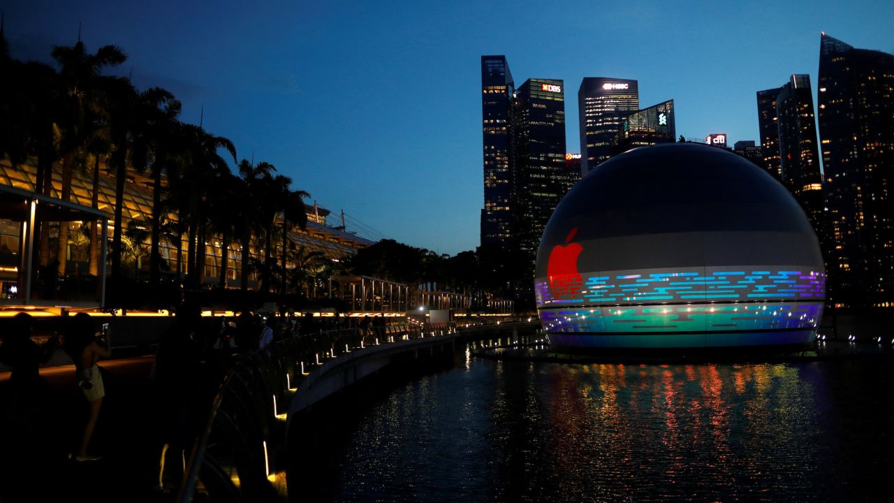 A view of an Apple store at Marina Bay Sands in Singapore in 2020. Buyers from other Southeast Asian countries without their own Apple stores typically line up outside such outlets to buy devices for resale, according to an analyst.